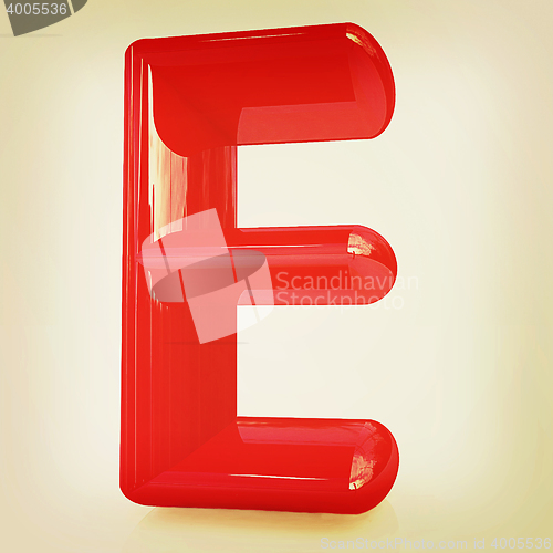 Image of Alphabet on white background. Letter \"E\". 3D illustration. Vinta