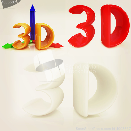 Image of 3d text. 3D illustration. Vintage style.