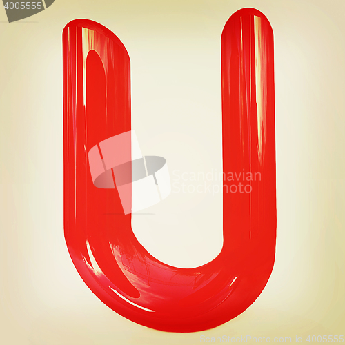 Image of Alphabet on white background. Letter \"U\". 3D illustration. Vinta