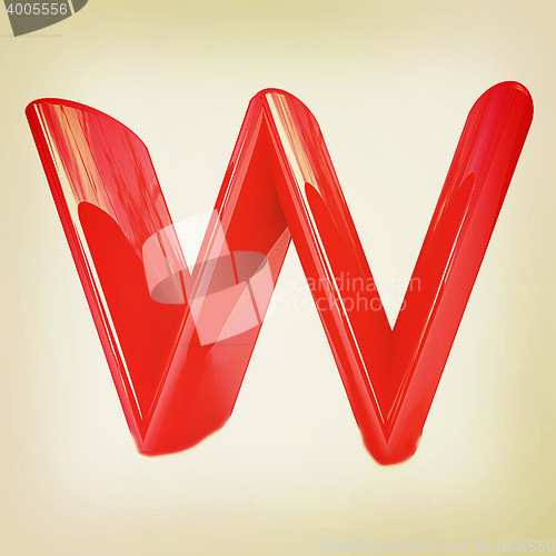 Image of Alphabet on white background. Letter \"W\". 3D illustration. Vinta