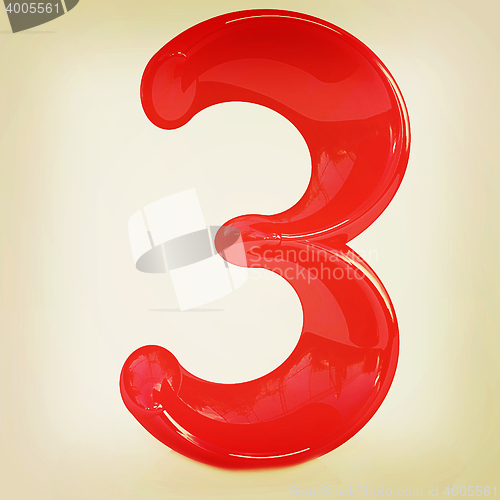 Image of Number \"3\"- three. 3D illustration. Vintage style.