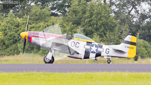 Image of LEEUWARDEN, THE NETHERLANDS - JUNE 10: P51 Mustang displaying at