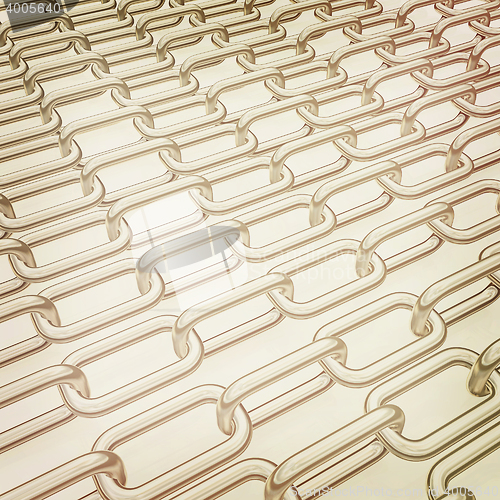 Image of Metal chains on white. 3D illustration. Vintage style.