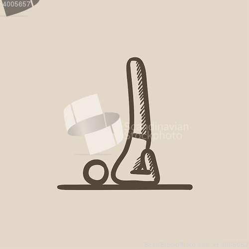 Image of Man practicing yoga sketch icon.