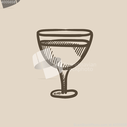 Image of Glass of wine sketch icon.