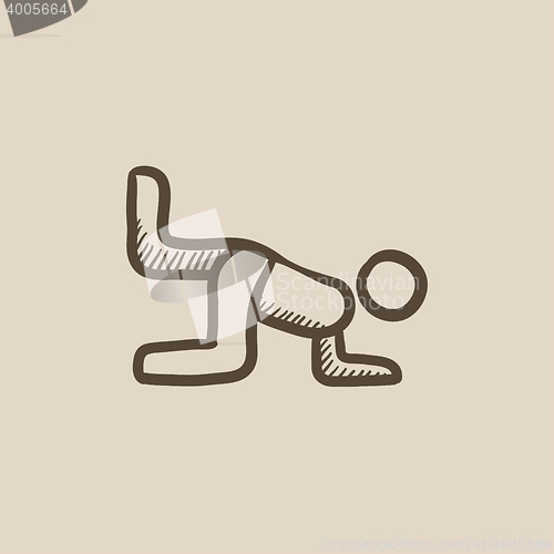 Image of Man exercising buttocks sketch icon.