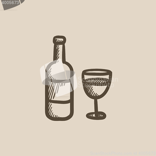 Image of Bottle of wine sketch icon.