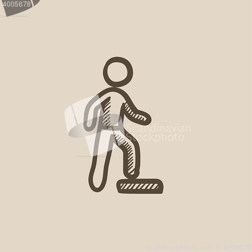 Image of Man doing step exercise sketch icon.