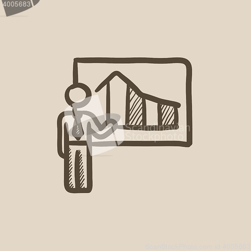 Image of Businessman with infographic sketch icon.