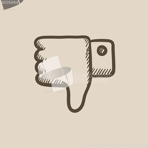 Image of Thumb down hand sign sketch icon.