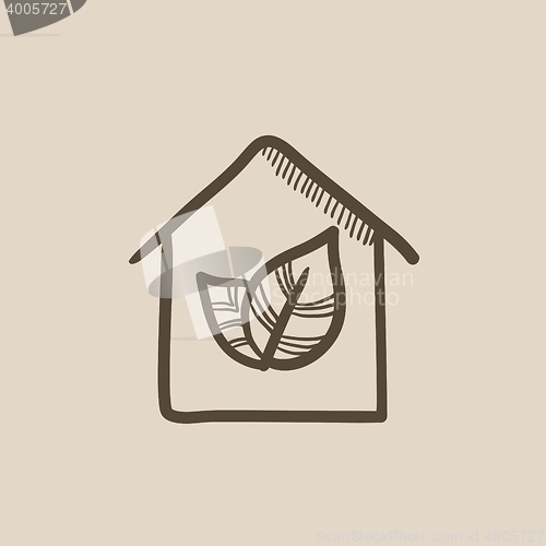 Image of Eco-friendly house sketch icon.