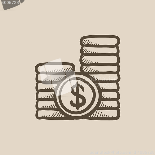 Image of Dollar coins sketch icon.