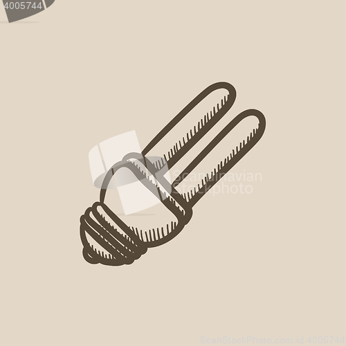 Image of Energy saving light bulb sketch icon.