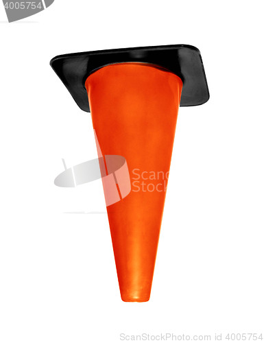 Image of Orange plastic cone isolated on white background