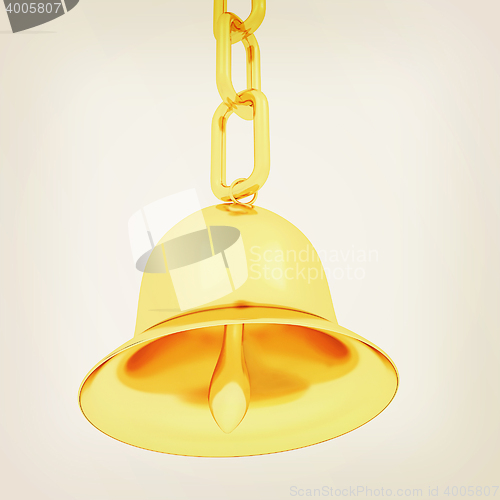 Image of Gold bell. 3D illustration. Vintage style.