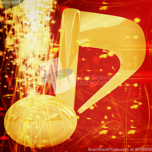 Image of Music note on red fantasy background. 3D illustration. Vintage s