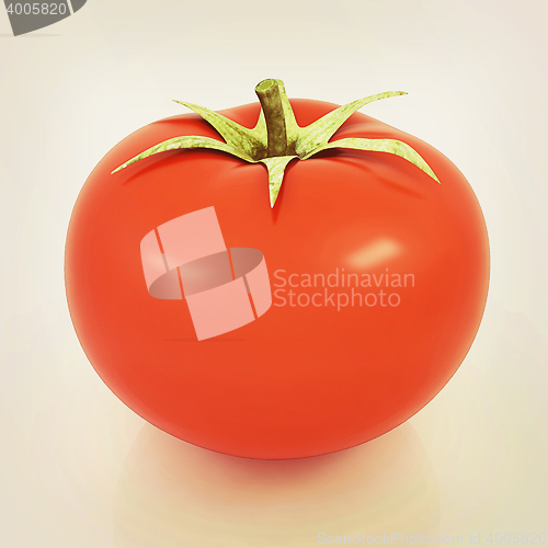 Image of tomato. 3D illustration. Vintage style.