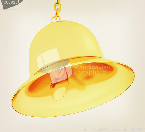 Image of Gold bell. 3D illustration. Vintage style.
