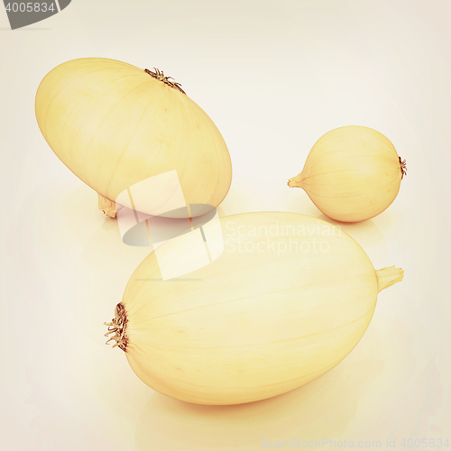 Image of Ripe onion. 3D illustration. Vintage style.