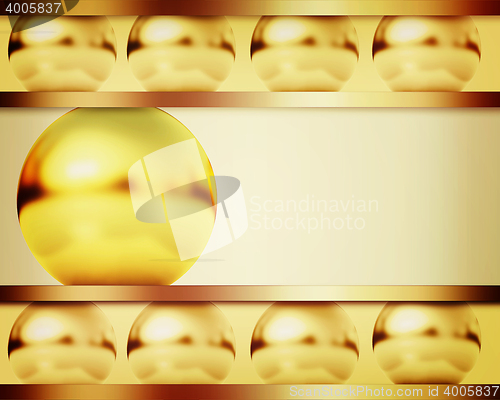 Image of template with golden ball. 3D illustration. Vintage style.