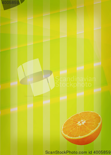 Image of background of colored stripes and an orange bottom. 3D illustrat