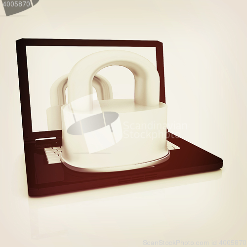 Image of Computer security concept. 3D illustration. Vintage style.