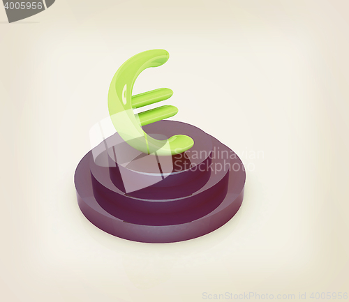 Image of Euro sign on podium. 3D illustration. Vintage style.