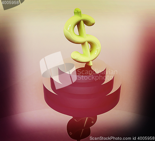 Image of icon dollar sign on podium. 3D illustration. Vintage style.