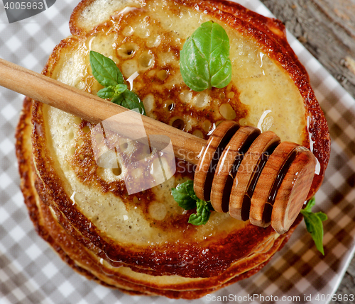 Image of Pancakes with Honey Dipper 