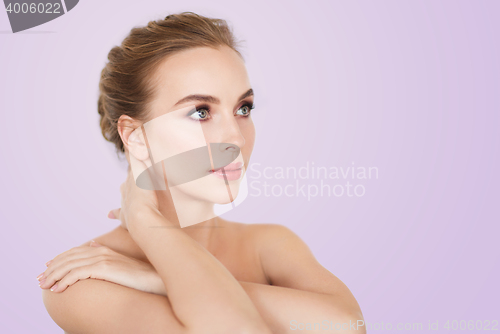 Image of beautiful young woman face and hands