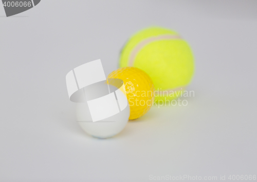 Image of close up of different sports balls set