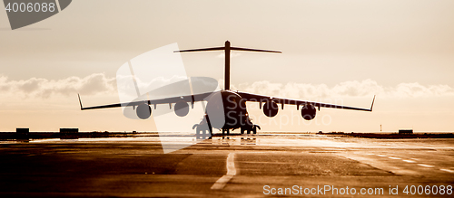 Image of Large military cargo plane silhouette