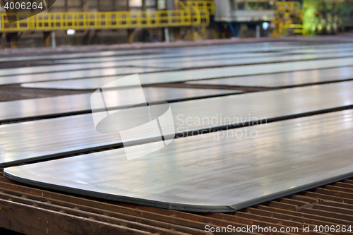 Image of Steel plate on production line