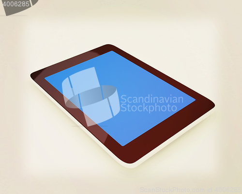 Image of tablet pc. 3D illustration. Vintage style.