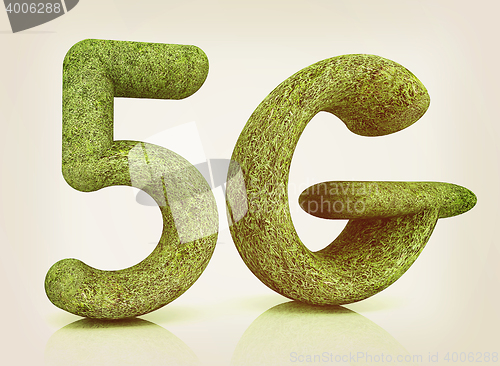 Image of 5g modern internet network. 3d text of grass. 3D illustration. V