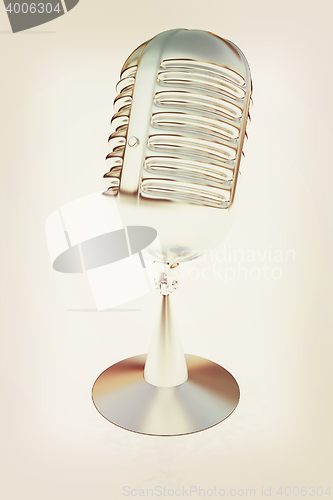 Image of metal microphone. 3D illustration. Vintage style.