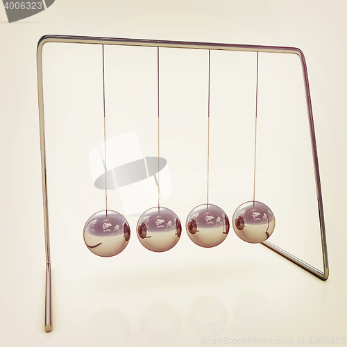 Image of Newton\'s balls. 3D illustration. Vintage style.