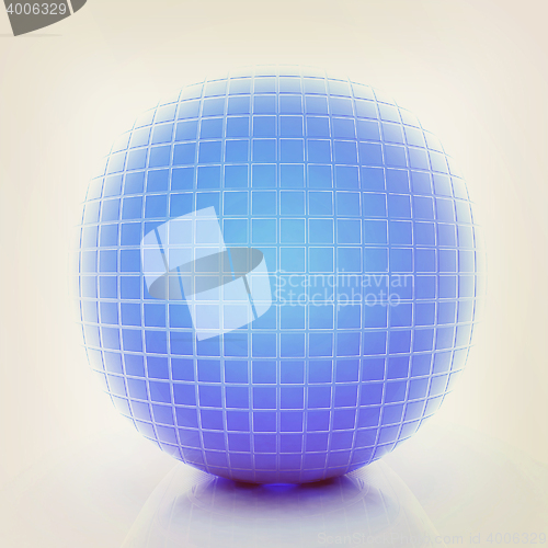 Image of Abstract 3d sphere with blue mosaic design. 3D illustration. Vin