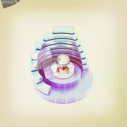 Image of Abstract structure with blue bal in the center . 3D illustration
