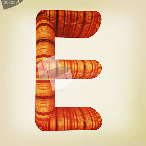 Image of Wooden Alphabet. Letter \"E\" on a white. 3D illustration. Vintage