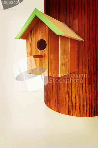 Image of Nest box birdhouse. 3D illustration. Vintage style.