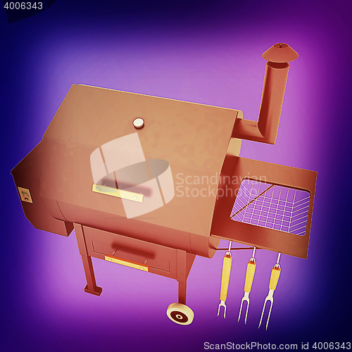 Image of oven barbecue grill. 3D illustration. Vintage style.