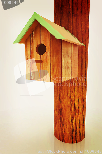 Image of Nest box birdhouse. 3D illustration. Vintage style.