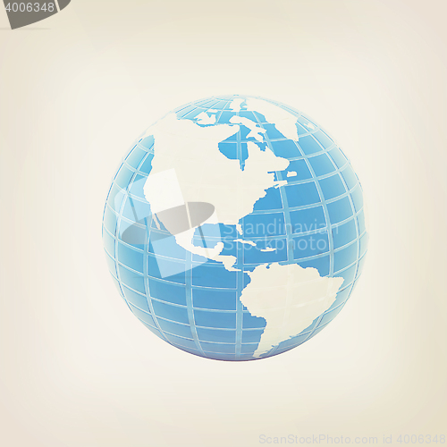 Image of Earth on white. 3D illustration. Vintage style.