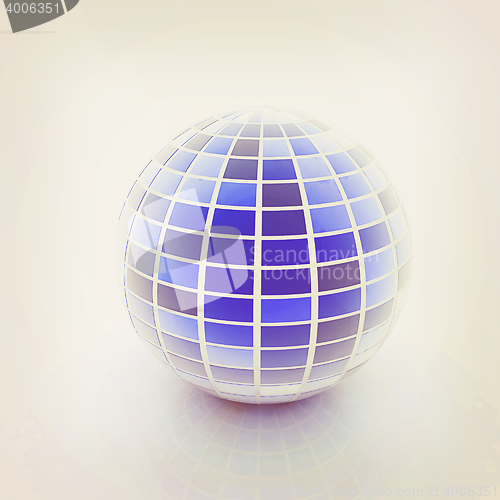 Image of abstract 3d sphere with blue mosaic design. 3D illustration. Vin