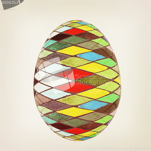 Image of Easter Egg with colored strokes Isolated on white background. 3D