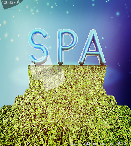 Image of Background image of 3d text \"SPA\". 3D illustration. Vintage styl