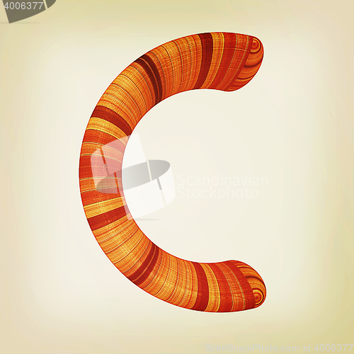 Image of Wooden Alphabet. Letter \"C\" on a white. 3D illustration. Vintage