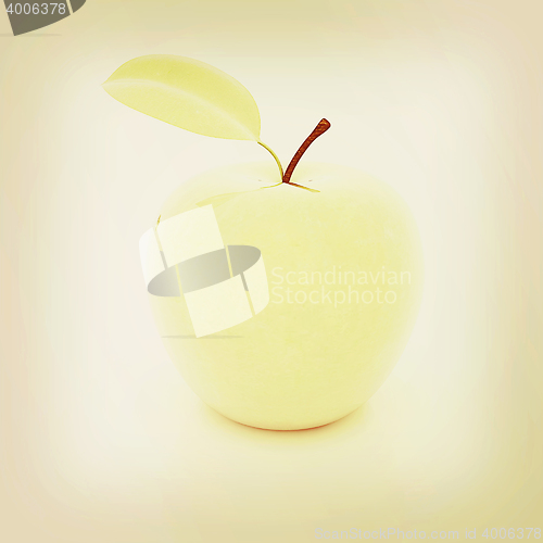 Image of apple with leaf . 3D illustration. Vintage style.