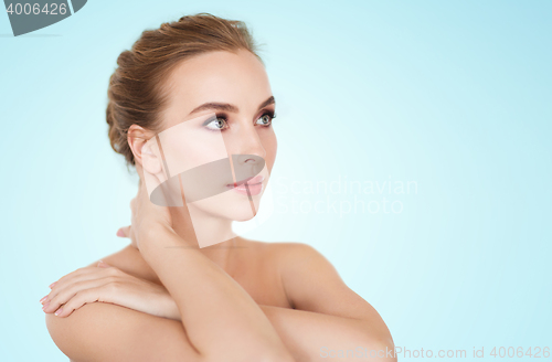 Image of beautiful young woman face and hands